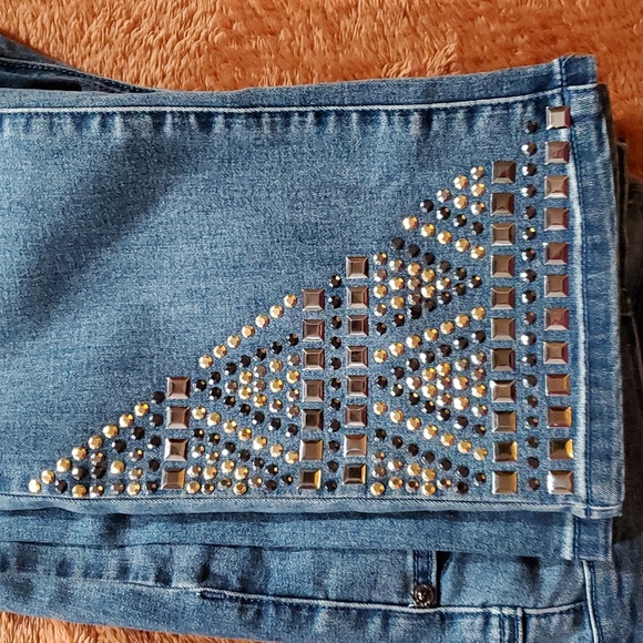 DG2 by Diane Gilman Denim - DG2 New Classic Stretch Studded Straight Ankle Jeans 14T